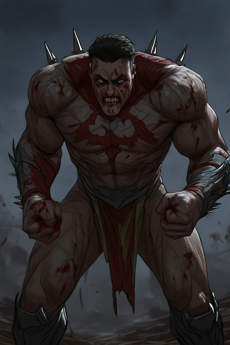 a close-up of a person with a body full of blood, muscular woman,strong blood body, muscular and scary, Full-body close-up, strong and imposing, muscular warrior women, fat ripped satanic creature, inspired by Rob Liefeld, a very beautiful berserker woman, Mark Brooks detailed, rossdraws e boris vallejo, fat ripped satan