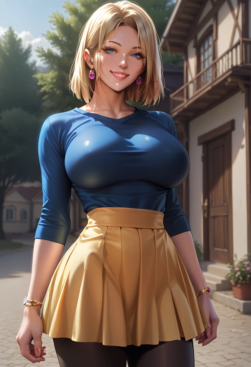 Fille sexy, large breast, roof of a hotel, sun set, seductive, chemise blanche, cheveux blonds, blue eye, detailed eyes, hourglass _forme du corps, Ultra detailed, 4K Ultra HD, smiling, flirty smile, blushes, jewels, 比基尼,