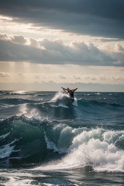 A man drawn on ocean, scream and cry
