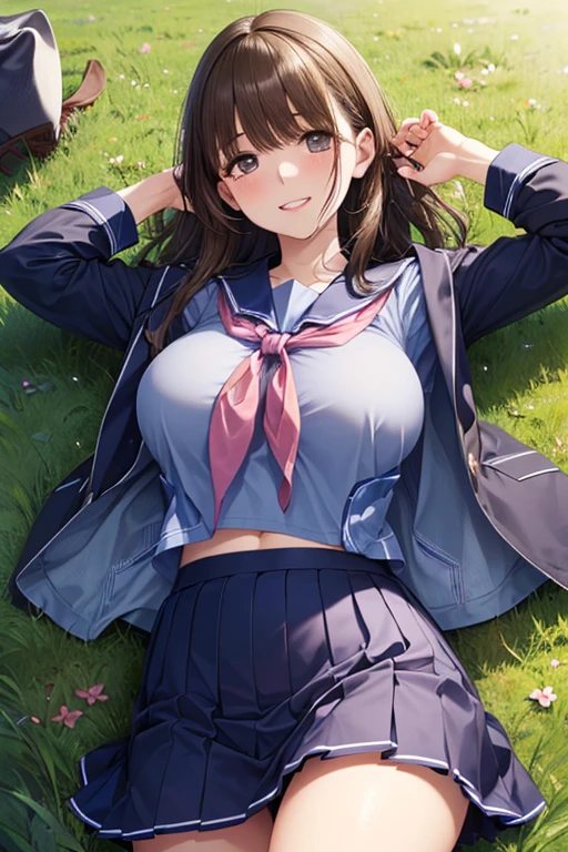 (masterpiece:1.2, top-quality), (realistic, photorealistic:1.4), beautiful illustration, (natural side lighting, movie lighting), NSFW,
looking at viewer, cowboy shot, front view:0.6, 1 girl, japanese, high school girl, perfect face, cute and symmetrical face, shiny skin,
(long hair:1.8, straight hair:1.7, blond hair), asymmetrical bangs, purple eyes, (large breasts:1.1, thick thighs),
beautiful hair, beautiful face, beautiful detailed eyes, beautiful clavicle, beautiful body, beautiful chest, beautiful thigh, beautiful legs, beautiful fingers,
((light blue collared shirts, navy pleated mini skirt, socks, navy tie, light brown cardigan, thighhighs)), pink panties,
(beautiful scenery), evening, In a grassy field, a girl is on all fours, and a big dog is behind her, grabbing her waist with its paws and holding her close to the lower half of her body.
Her face is bright red and flushed, her mouth is open, and she looks like she is about to cry.
She is wearing a very short skirt.(lovely smile, upper eyes),