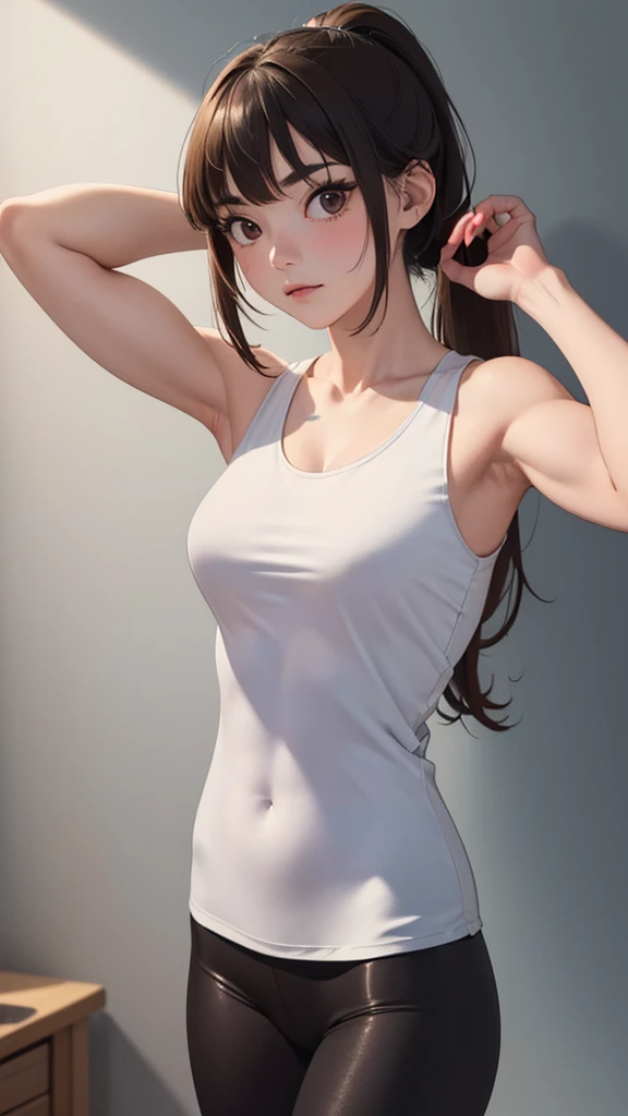1girl, beautiful detailed eyes, beautiful detailed lips, extremely detailed eyes and face, long eyelashes, muscular physique, tight athletic outfit, dynamic fighting pose, fists raised, mid-action, detailed martial arts movements, Tifa Lockhart, dark fantasy sci-fi environment, moody cinematic lighting, dramatic camera angle, (best quality,4k,8k,highres,masterpiece:1.2),ultra-detailed,(realistic,photorealistic,photo-realistic:1.37),digital painting,concept art,highly detailed,vibrant colors,dramatic lighting