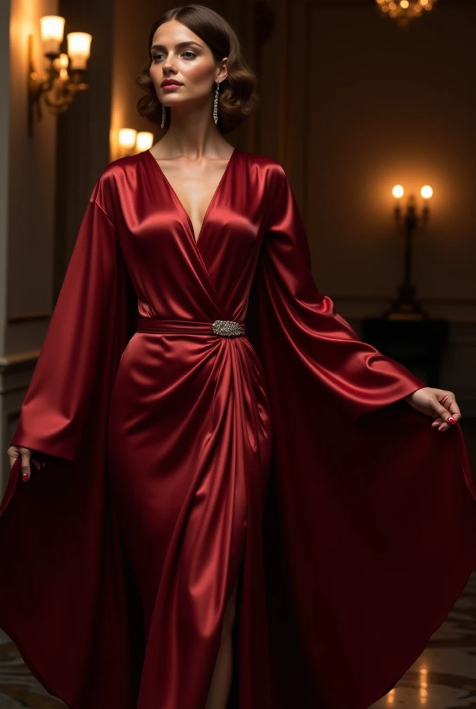 Show me an wife in the red night clothe
