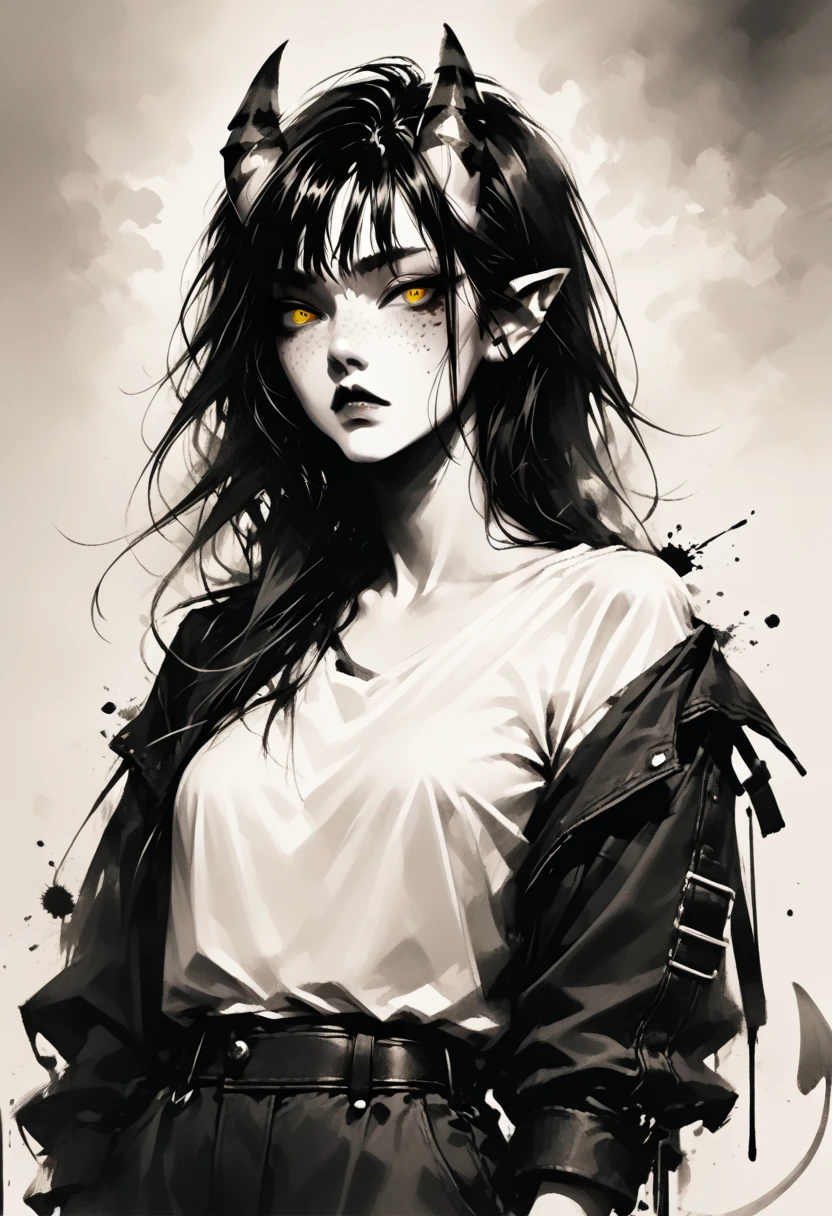 Girl,pointy ears,red eyes,dressed in armor,vampire,4k,black hair
