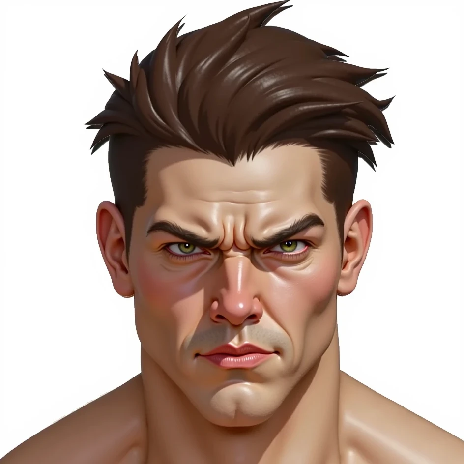 David King,  black hair,  stubble,  handsome,  charming,  alluring,  rugged,  (,  shirtless:1.2),  (short hair,  crewcut,  flat hair),  (standing),  (upper body in frame),  simple background,  black background,  fog,  dark atmosphere,  perfect light,  perfect ,  perfect proportions,  perfect perspective,  8k,  HQ,  (best quality:1.5,  hyperrealistic:1.5,  photorealistic:1.4,  madly detailed CG unity 8k wallpaper:1.5,  masterpiece:1.3,  madly detailed photo:1.2),  (hyper-realistic lifelike texture:1.4,  realistic eyes:1.2),  picture-perfect face,  perfect eye pupil,  detailed eyes,  realistic,  HD,  UHD,  (front view:1.2),  portrait,  looking outside frame, <lora:EMS-262056-EMS:0.2>, <lora:EMS-498-EMS:0>