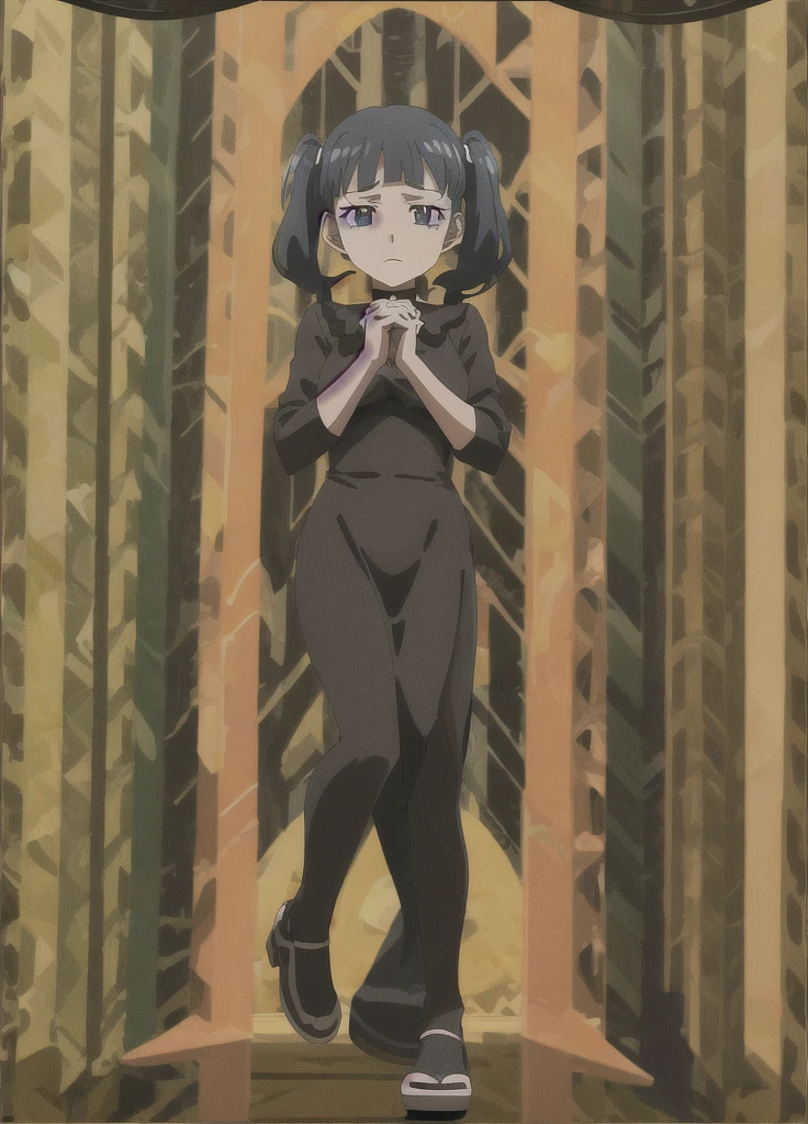 score_9, score_8_up, score_7_up, 1girl, solo, (loli), ???, flat breasts, hands on breasts,ChopioYor, black hair, red eyes, gold earrings, outfit_3, necklace, bare shoulders, black dress, rose print, two-sided dress, two-sides fabric, black fingerless gloves, black, standing, shocked face, wavy mouth, shaking, looking at down, ballroom, AgeRegression, Oversized Clothes,
