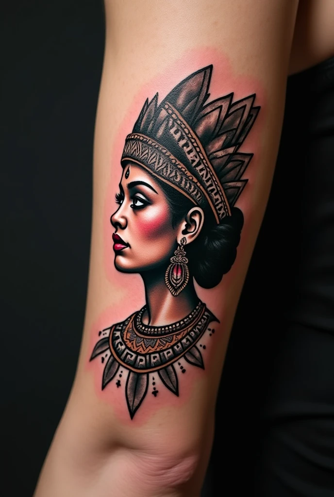 Mexican art tattoo on the entire arm 