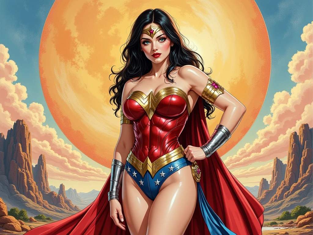 DC Comics, Eloise Mumford dressed as a Dejah Thoris, by Frank cho and HR Geiger, barsoom, (sexy), flying, detailed background, night time,