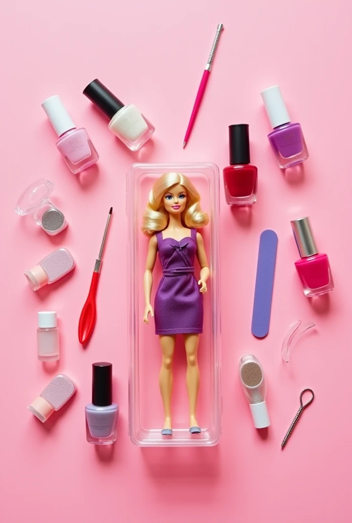 full body, 16 years old, barbie doll style girl, blonde long hair, in short tight pink dress, against neon light concrete background, phytorealistic, hasbro style, tied ankles together, barefoot, tied arms, sit on a chair, tape gagged