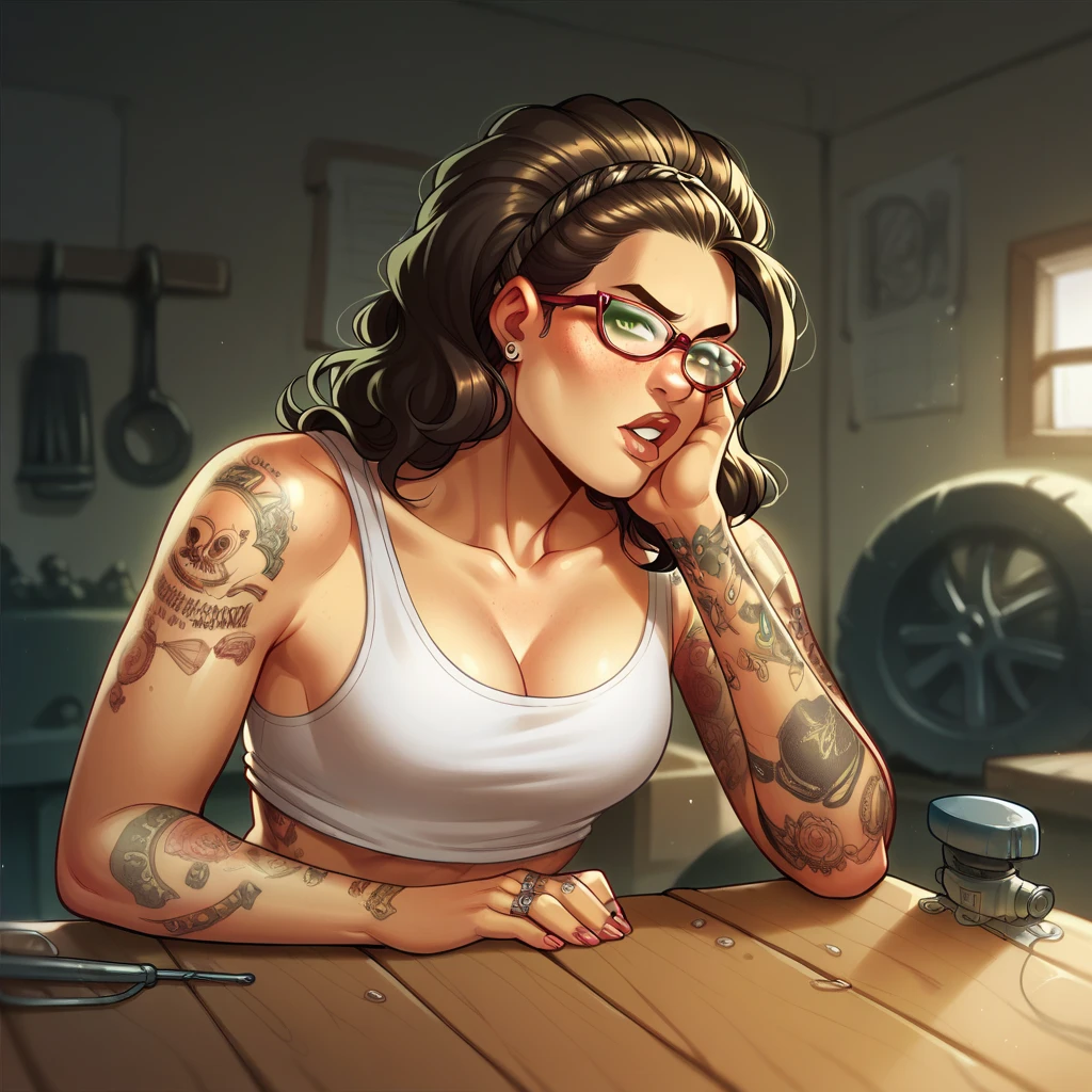 woman science lab muscle growth angry