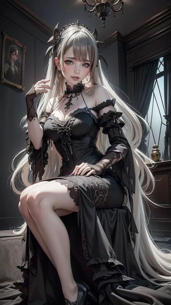 Highest quality、masterpiece、8K、Realistic、超High resolution、High resolution、Perfect female body、Mature Woman、Opposition、(Big Breasts:1.4)、Looking at the audience、(Princess of Another World、Gorgeous Dress、Shining Jewels、Long white hair、Elegant behavior、A delicate tiara、シルクhand袋、Embroidered gown、royal coat of arms、Gold Jewelry)、死んだ腐ったBloodに飢えた邪悪なzombie, Girl Venom, 黒い共bornborn物が付着している, Bloodまみれの, Evil look, Psychopathic, Torn clothes, Torn costume, sexy, reveal, Combat Stance, Very detailed, Vibrant appearance, Creative Action, Very detailed, Imaginative, Sensual, Voluntary, Small breasts, sexy, reveal, Highest quality, skinの質感, Intricate details, (Highest quality, masterpiece, 超High resolution), (8K壁紙, High resolution, High resolution, born), (credibility: 1.4), (whole bodyショット), One girl, ((Anime Girls)),,(Bloodしぶき:1.6), ((Fantasy Witch Costume)), ((Flowing white hair)), ,(Bloodしぶき:1.6),Female curves, Large Breasts, Thick thighs, sexyな平らなお腹, 完璧なhand, 完璧なアニメのface, ((dark lolita dress)), Are standing, ((Wicked Smile)), ,(Bloodしぶき:1.6),In the Victorian city, gaslight, Steam circulates, Moonlight Illumination, night間照明, A sky filled with stars and galaxies,disaster々new devil horns,,(Bloodしぶき:1.6),アニメzombie魔女デザインねじれた笑face、Bloodまみれの、頭からの出Blood、Bloodしぶき、,(Bloodしぶき:1.6),Crossbones, skull, Streetwear Design, Provector, Horror Style, Full Design, Huge breasts, Very detailed, Realistic, Dark fantasy, Gloomy atmosphere, Intricate details, Crazy Smile, 狂ったeye, A cute and luxurious hair band,(masterpiece:1.2, Highest quality), Scary atmosphere、Distorted facial expressions、Horror Art、Bloodの雨、Bloodを流す、Bloodしぶき,(Bloodしぶき:1.6),悪魔のeye、redいeye、scar、火scar、whole body、Torn hair of a woman dressed in slave clothing、(Long Hair)、(eyeにかかる長さの前髪)、Black Hair、(((eyeの下のクマ)))、青白いskin、Feeling unwell、Pathological、邪悪な笑face、狂ったeye、(Grin)Dramatic makeup,Create mixed media art、,Horror 1 Girl, Open_mouth, , red_eye, Blood, Tilt_red_skin, Injury, Blood_in addition_face, Bandaged_arm, Blood_in addition_zombie, Blood_in addition_hand , Open your eyelids wide, The trend is all, mouthを大きくOpen, mouthを開けてteethをむき出しにする,獣のような鋭いteeth, Wide lips, 非常に広いmouth, Vermilion cheeks, blonde, ,(Bloodしぶき:1.6),Princess Cut, Ribbon hair ornament, brooch, Otaku Room, Well-built body, Nice body, Ample breasts, Thick body,eyeを大きく開いて、Scary atmosphere、Distorted facial expressions、ねじれた笑face、Bloodまみれの、頭からの出Blood、Bloodしぶき、whole body、,(Bloodしぶき:1.6),Long Hair、Long bangs、Well-built,Broad shoulders,I focus,(face),Messy Hair,いeye,(光るeye),red信号,笑face,big 笑face,teeth,psycho 笑face,gesugao,Dark city background,darkness,night,(close),良いeye, 良いteeth,サディスティックな笑face,,all,光沢のあるskin,詳細なface,Beautiful body, mouthからの白い息 Luxurious lace long gloves