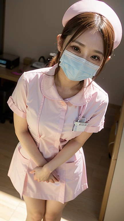 Dental hygienist woman smiling wearing pink medical scrubs Pink, short sleeves, cute, Japanese, black hair, female, early 20s high resolution Highest quality Upper body close-up