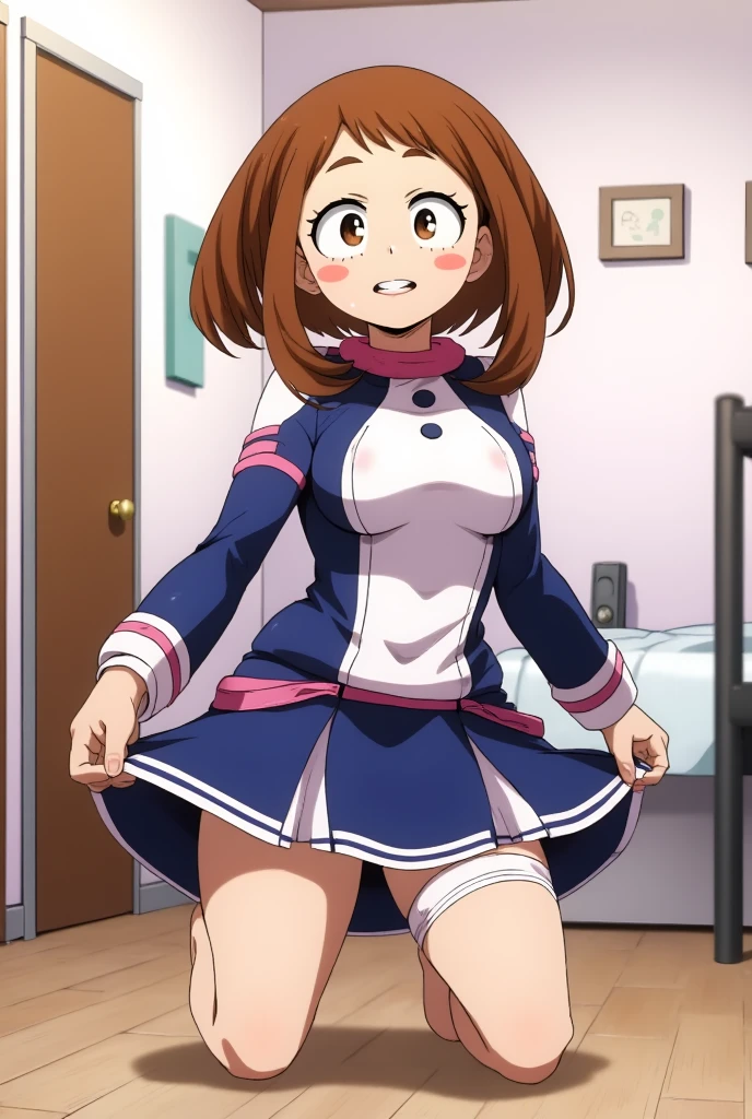 ((Highest quality)), ((masterpiece)), (be familiar with), Perfect Face, indoor, Bedroom, Watching the audience,
One woman, Ochaco Uraraka,
Open Mouth, Ecstatic expression, blush, smile,
Small breasts, Flat Chest, Young Girl, Lori, , Girl,
Short Hair, Bob Hair,
Fully nude, Nipples exposed, Sex with a man with a big dick, 膣内ejaculation, Semen is taken, Insert a into your, Sex in missionary position, , Leg spread,