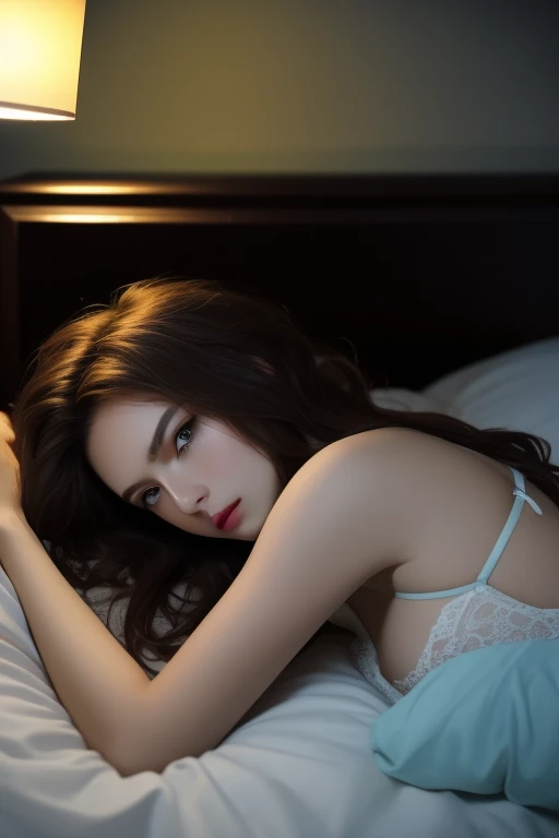 a beautiful russian woman sleeping in a bed, highly detailed, photorealistic, 8k, hyper realistic, masterpiece, intricate details, porcelain skin, long flowing hair, peaceful expression, soft lighting, warm colors, plush bedding, atmospheric, cinematic composition, chiaroscuro lighting, dramatic shadows, depth of field, volumetric lighting
