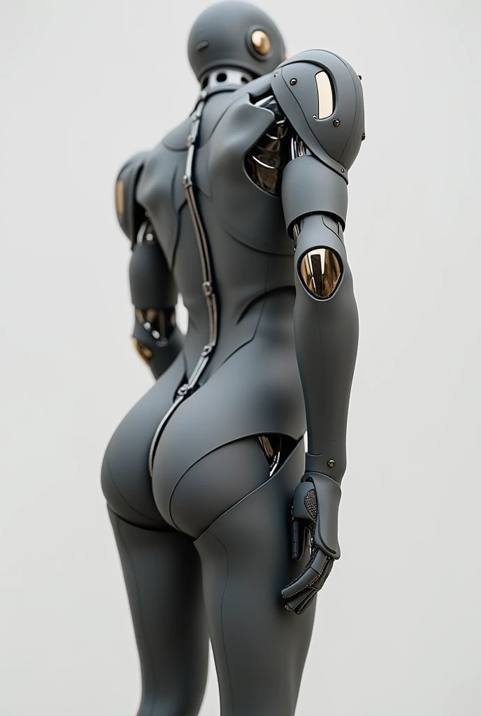 (masterpiece:1.2), (realistic), absurdres, 1girl, solo, atomtwins, (metallic_skin), robot, android, red star, (faceless:1.6), skinny, (huge breasts:1.4), erect_nipples, cleavage, (cameltoe:1.4), (simple_background:1.4), (gray_background:1.4), (leotard), (arms_behind_head:1.4), (armpits), (squatting:1.6), (spread legs:1.6)