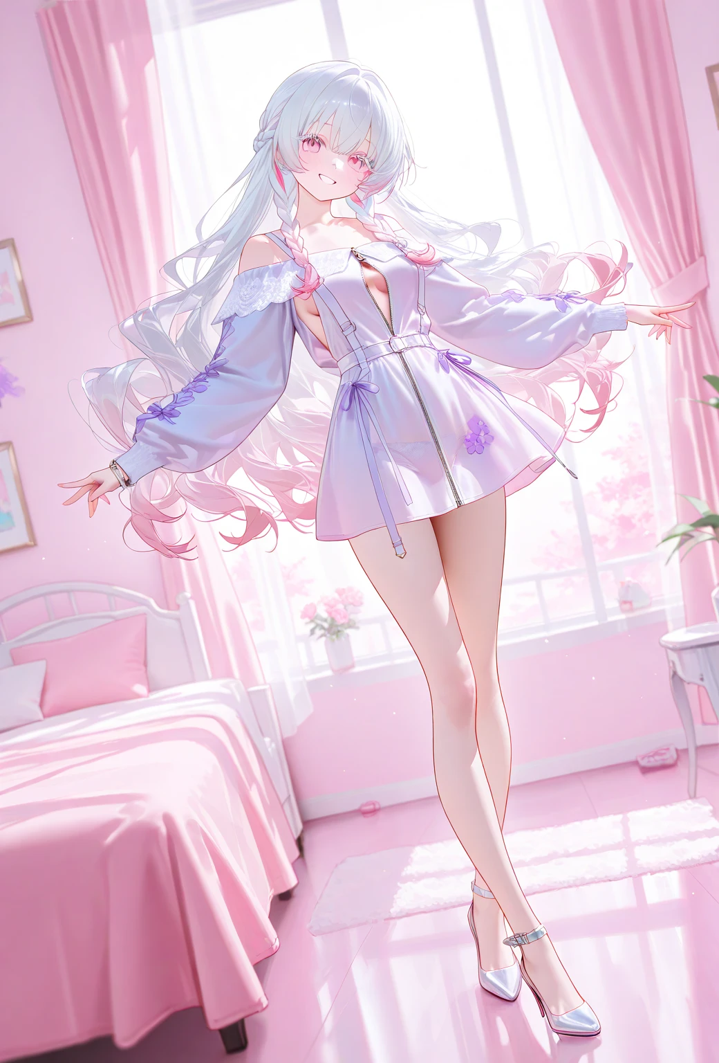Tsundere 18 year old girl, beautiful and delicate eyes, beautiful lips, very detailed 눈과 얼굴, long eyelashes, 1girl, white cat ears, foot long bag, Front view, Red-eye, (top quality, 4K, 8K, high resolution, masterpiece:1.2), very detailed, (realistic인, realistic인, realistic인, realistic인, realistic: 1.37), very large breasts, elegant, fantasy, white background, nipple,sexy
