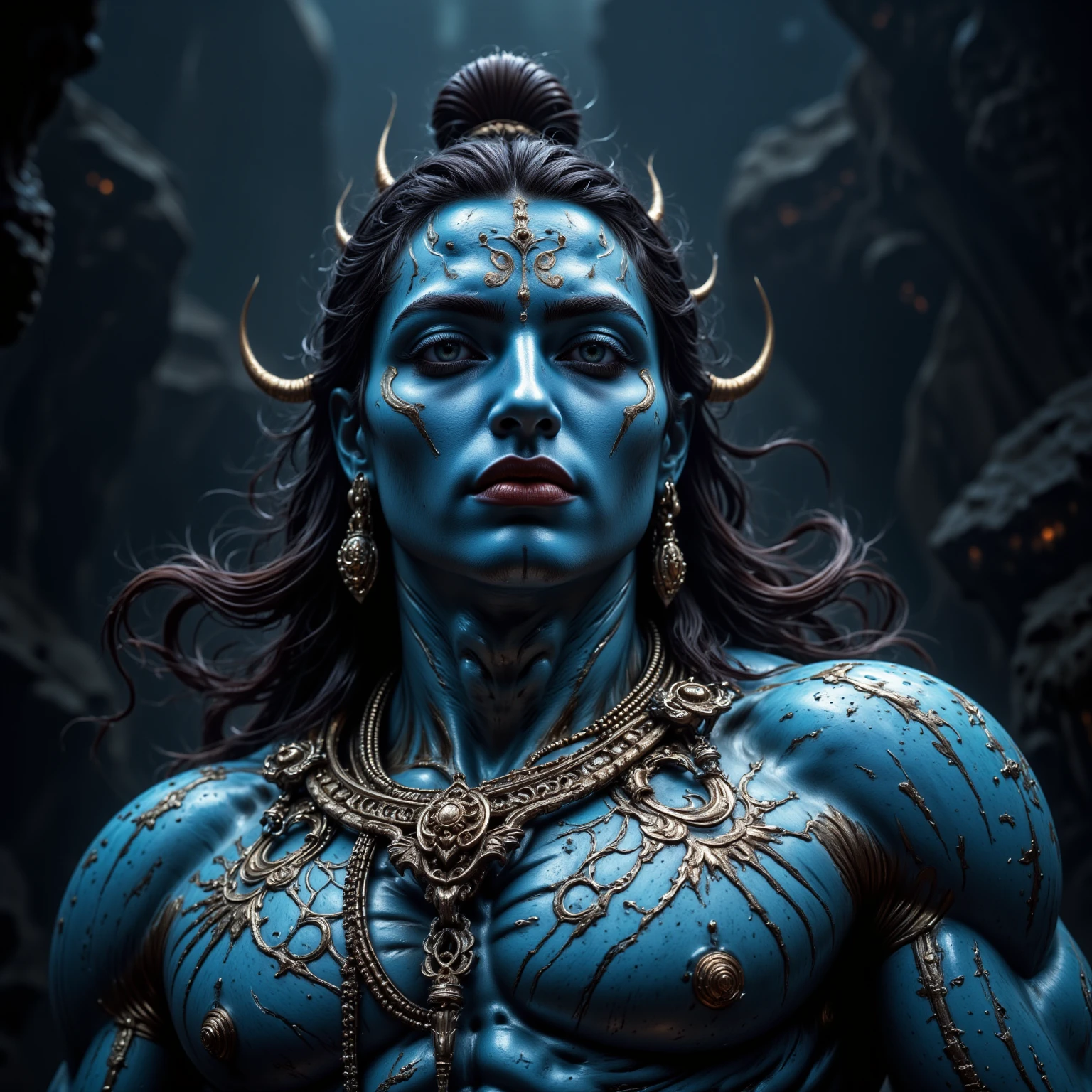 Angry lord shiva in dark mode high quality