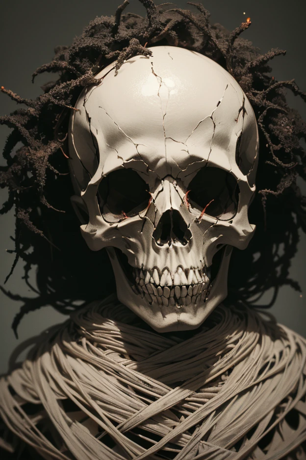 (masterpiece, best quality, highres), 1girl, demon, skeleton, (beautiful) Fractal, colorful,