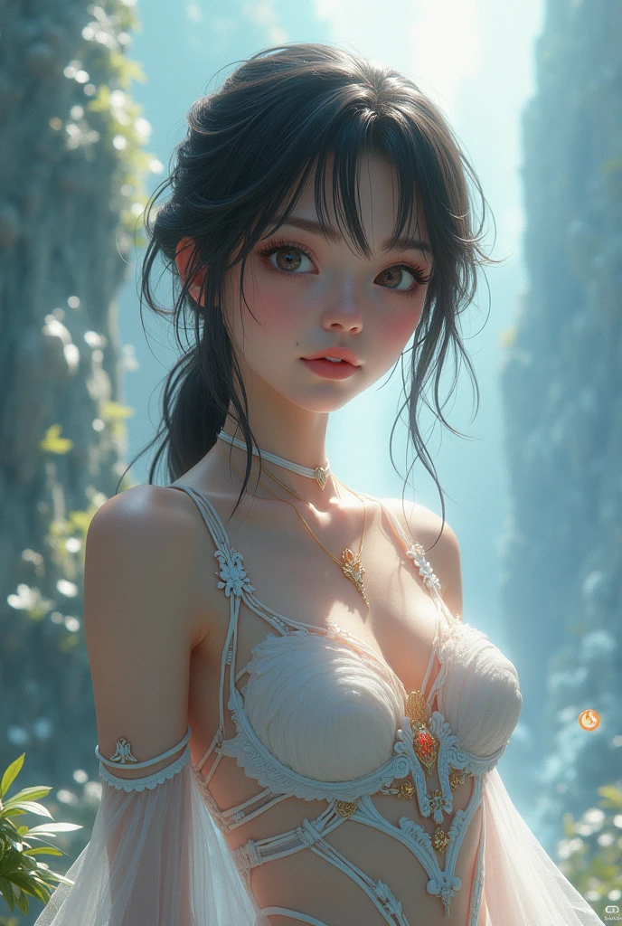 portrait Ariana Grande, wearing breasts swan costume, against the background of the lake, character portrait, 3 9 9 0 s, short hair, intricate, elegant, highly detailed, digital painting, artstation, concept art, smooth, sharp focus, illustration, art by wlop, charlie bowater and alexandra fomina, 36k