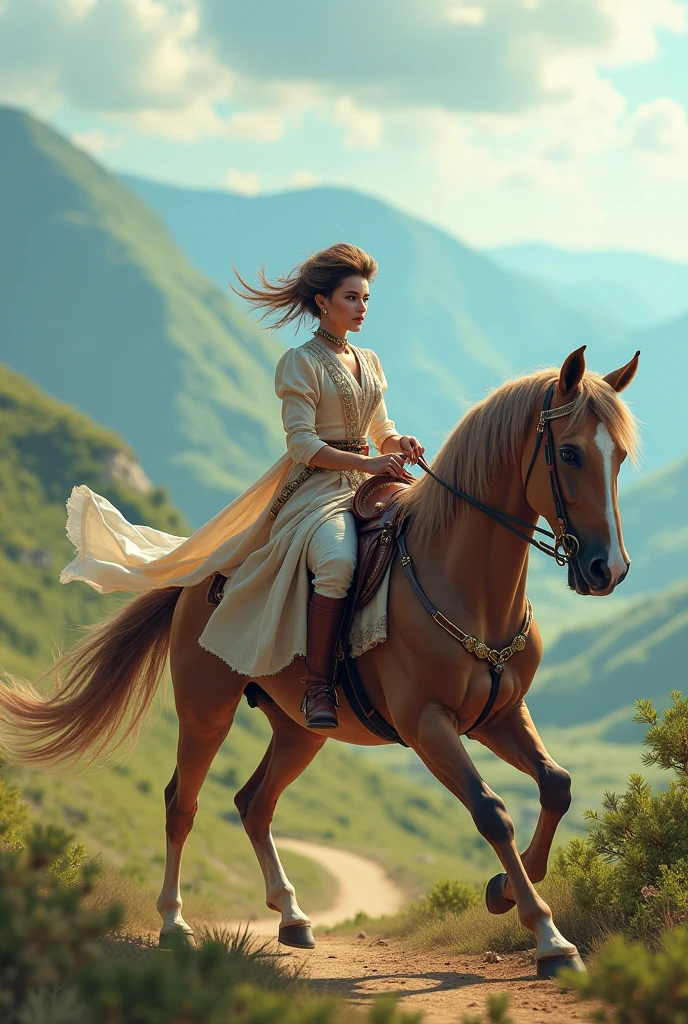 Hairdresser riding a horse
