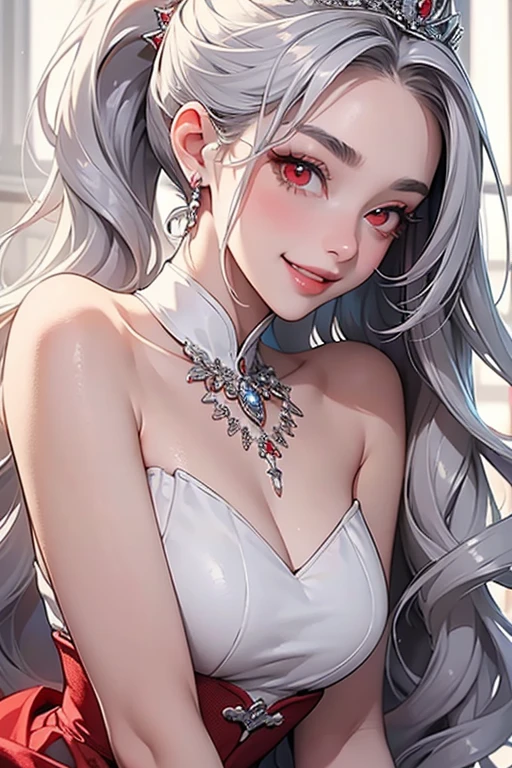 there is a woman in a corset posing for a picture, 2 b, 2b, elegant glamourous cosplay, 8k)), tifa lockhart with white hair, v from devil may cry as an elf, anime girl cosplay, shikamimi, 4k], nier 2 b, 4 k ], japanese goddess, , perfect white haired girl