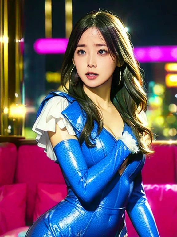 (safe for work, enough clothing to cover objectionable parts making it safe for work) An alien princess(Lalisa Manobal, age 25), dressed in flashy body jewelry and sheer colorful silks tells Captain Kirk she has never experienced this Love. Seductive poses, sultry stare (50's star trek) (show all of her head to tow, show her entire body, full body)
