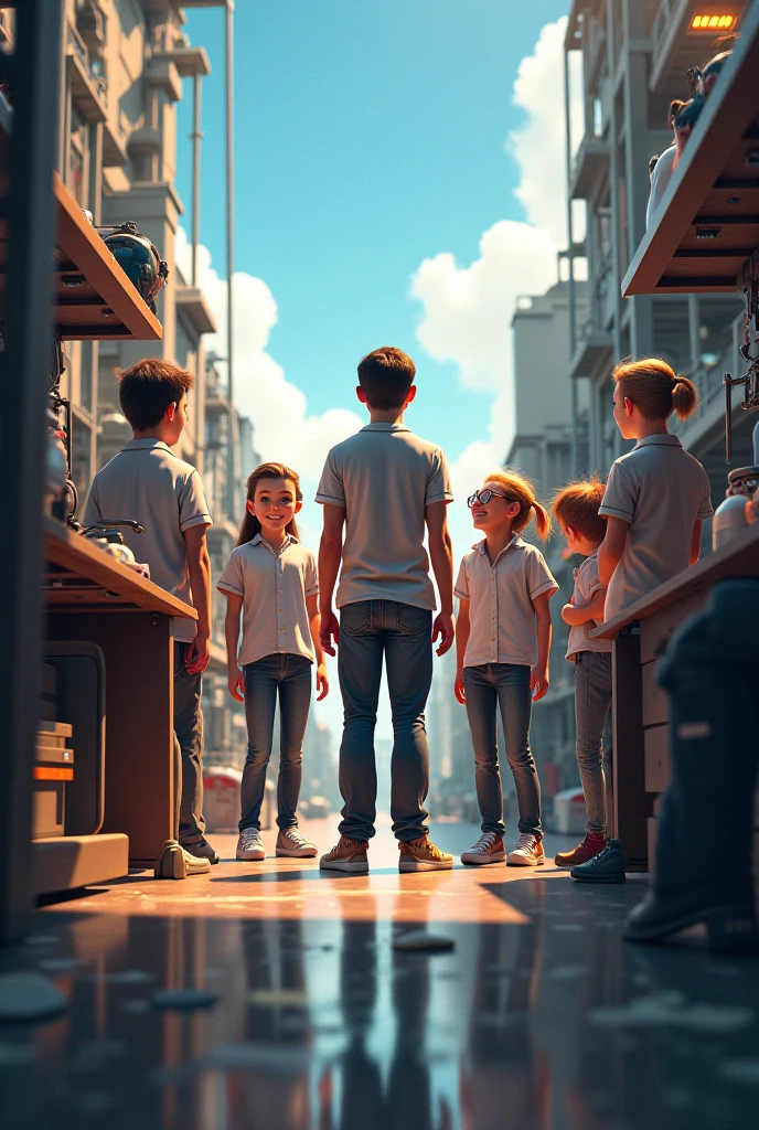 Two white children in the Disney Pixar-style multiverse, alta qualidade, ultra detalhado