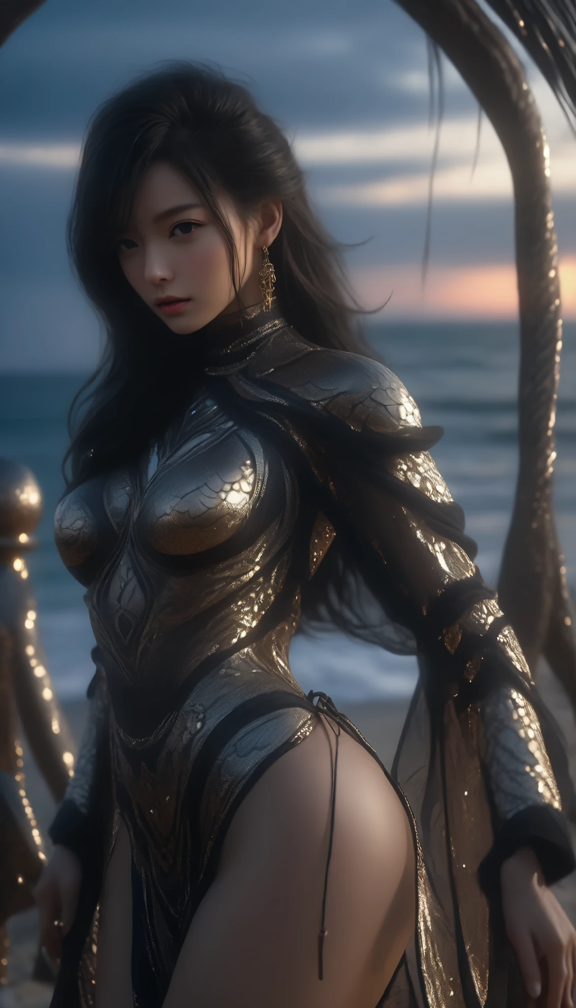 Browsing Caution、最high quality、high quality、Best image quality、8k、最High resolution、High resolution、最high quality、masterpiece、RAW Photos、whole body写真、Detailed and realistic human body、Detailed and realistic skin、Realistic face in every detail、Detailed and realistic eyes、Detailed and realistic lips、Detailed and realistic teeth、Detailed and realistic ears、Detailed and realistic hair、Realistic reproduction of every detail、((Beautiful Hands(thumb1、reference4))、Realistic feet down to the last detail、Realistic breasts down to the last detail、Realistic areola down to the last detail、Realistic nipples down to the last detail、Erect nipples、Realistic pussy down to the last detail、Realistic vagina down to the last detail、Wide open pussy、((Beautiful Japanese Girl))、(Japanese Model)、 ((18 year old beautiful girl))、(Black Hair)、(Random Hairstyles)、((whole body))、((Slim and perfect figure))、(Beautiful and firm breasts)、(whole body光沢肌、Fair skin)、((tropical、Resort Beach、Crystal clear sea、Beautiful sandy beach))、((Body Art))、((whole body(Metallic mirror finish))、((whole body(Painted in shiny metallic rainbow colors))、((彼女のwhole bodyの肌にレインボーカラーでペイントする))、((Beautiful sandy beach海岸に立つ(背景にCrystal clear seaが見える))、Sexy pose