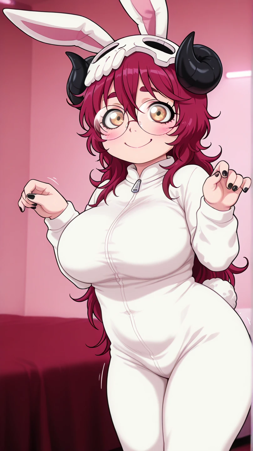 (cute, nerdy: 1.1) anthropomorphic bunny, (mature: 1.1) naked bunny as a nerdy girl, girly glasses, shy personality, thighs spread, pink and sloppy crotch, sloppy vagina, (flirting: 1.1) with a shy smile, (happy: 1.1) expression, (dreamy: 1.1) eyes  brown, eyes (beautiful, expressive: 1.1), anime style, appearance (charming: 1.1) and (adorable: 1.1), pov view