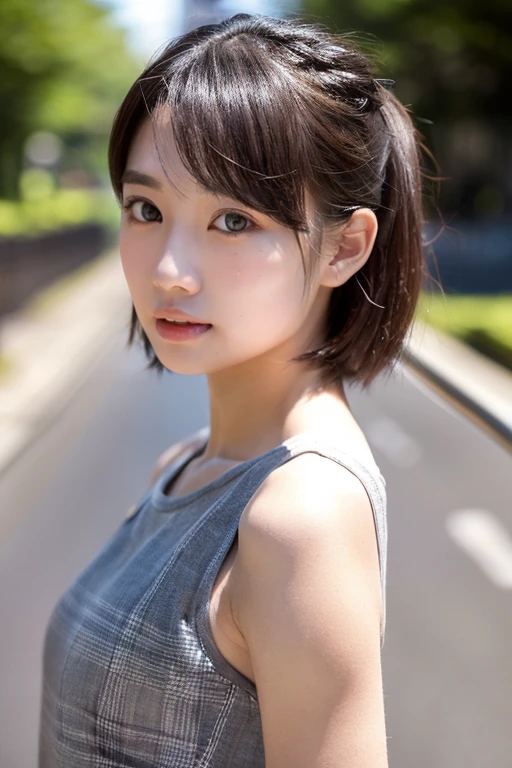 8k、4k、Highest quality、High resolution、超High resolution、top quality , 1 beautiful woman, japanese, cute, university student, black short hair、By pulling