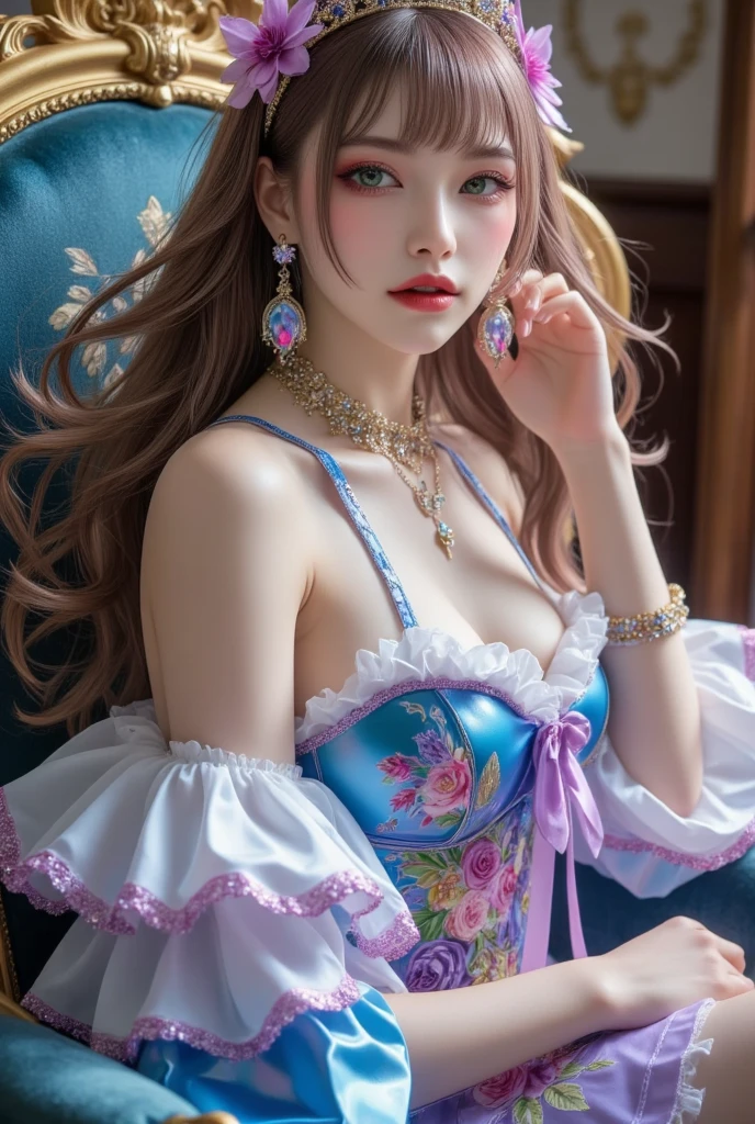 masterpiece,Highest image quality,Super details,best quality ,extremely delicate and beautiful, Very detailed,best quality, official art, Extremely detailed CG unified 8k wallpaper, Ana de Armas portrait photo, Blonde hair with black pupils,shiny skin, (beautiful eyes:1.1), beautiful skin, big watery eyes,(detailed lighting:1.2), (Beautiful and detailed light:1.3), Beautiful black maid outfit,, beautiful breast balls, The most perfect breast ball shape,firm breast balls,Deep cleavage,Naked of breast,complex, digital drawing, Smooth, sharp focus, end of the world, epic reality, (high dynamic range:1.4), (pastel colors:1.4), Revelation,Bright colors, night, screen space refraction, (intricate details, Super detailed:1.3), art station, lens, vignette, complex background, buliding,Beautiful smile,The most beautiful look,Detailed moon background,Dreamcatcher earrings,The best look,Beautiful intricate necklace,Black lace hollow dress,(Hollow dress of various colors lacks color,Black,white,pink,purple,Red,blue,Orange,green,Cyan,),