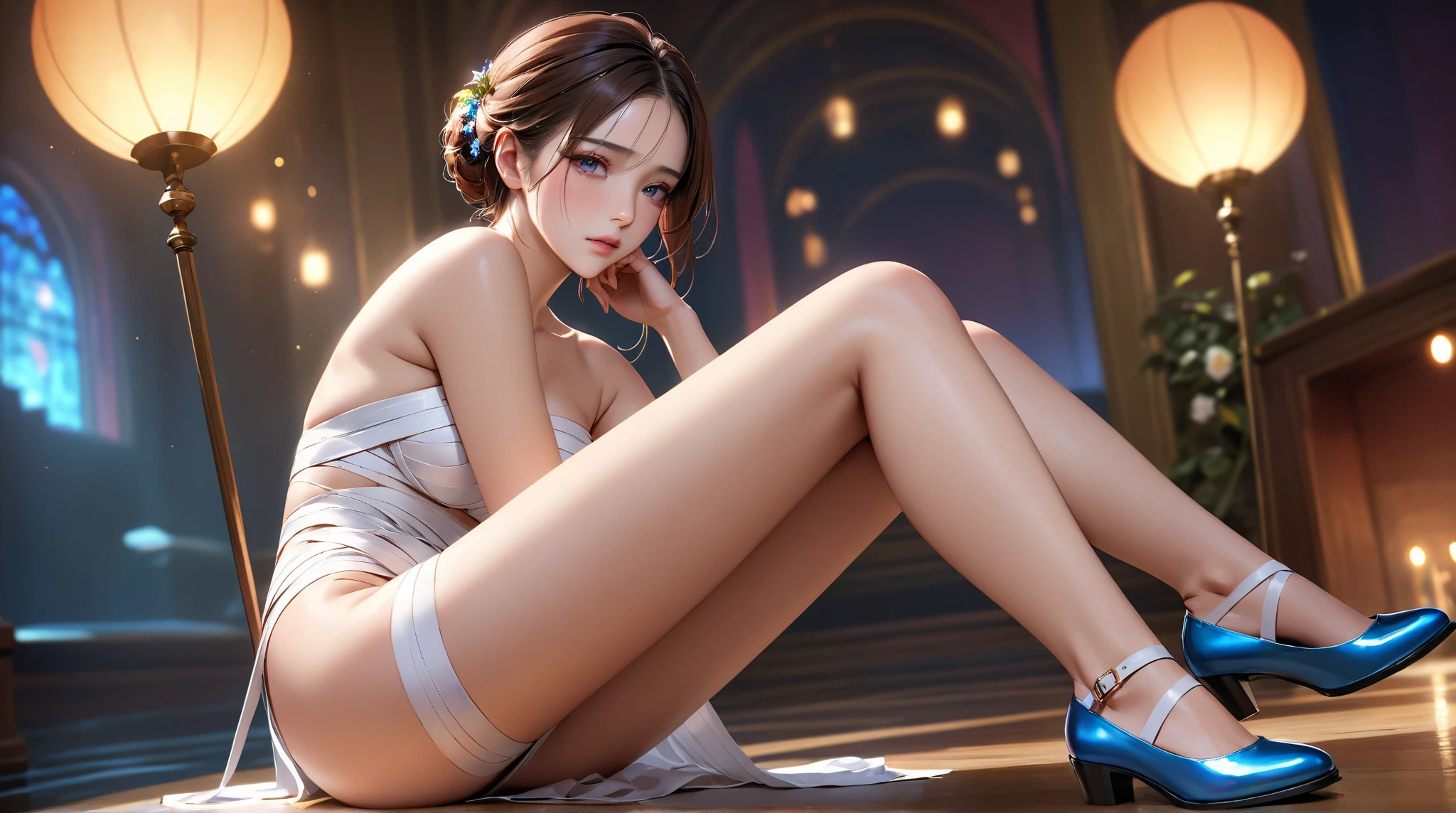 Sexy Asian woman in lingerie lying on the floor in high heels.., seductive anime girl, beautiful alluring anime woman, trending on cgstation, Beautiful anime girl squatting, guweiz, sexy pose, trending at cgstation, sexy girl, japanese goddess, Smooth Anime CG Art, wlop and sakimichan, photorealistic anime girl render