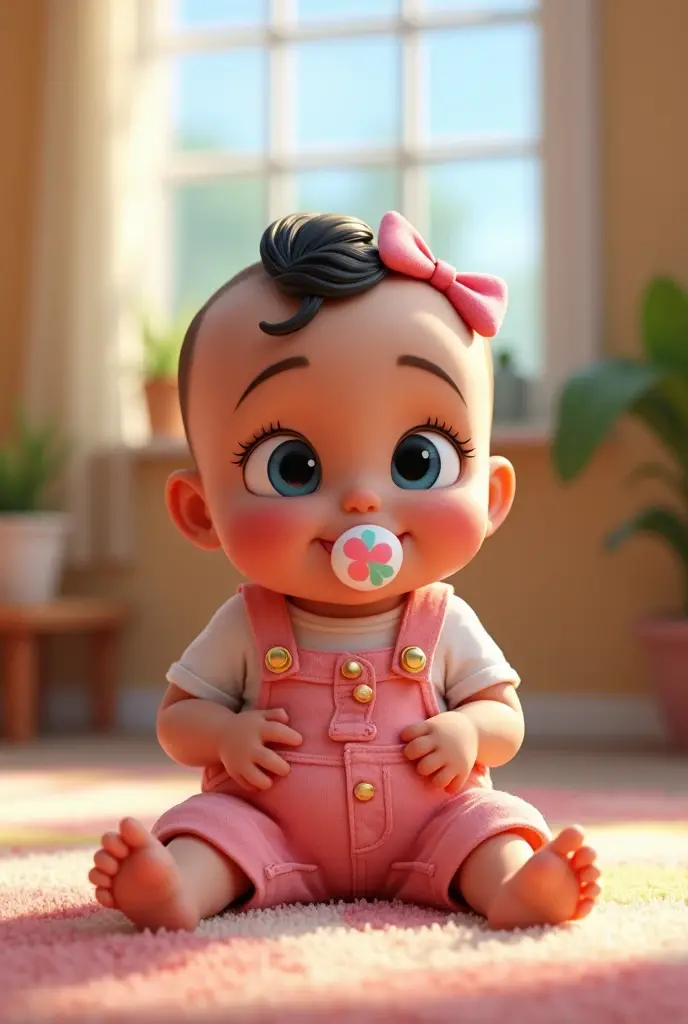 (( best qualityer ))baby de 9 meses, without hair, baldie, baby, brunette skin, baby fofa, Brown eyes, mulatto, baby muito fofa, baby linda, baby encantadora, pink dress, baby linda