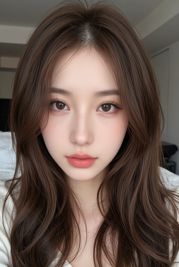 ((highest quality, 8k, masterpiece: 1.3)), 1 female, Japanese Mature,Sensual beauty: 1.3, (Hair style Brown hair Medium wave, big: 1.2), Open-necked loungewear: 1.2, Super slender face, Delicate eyes, double eyelid, Dimples,Mole, Home,relax,Laughter,Half Squat,Have nasolabial folds,