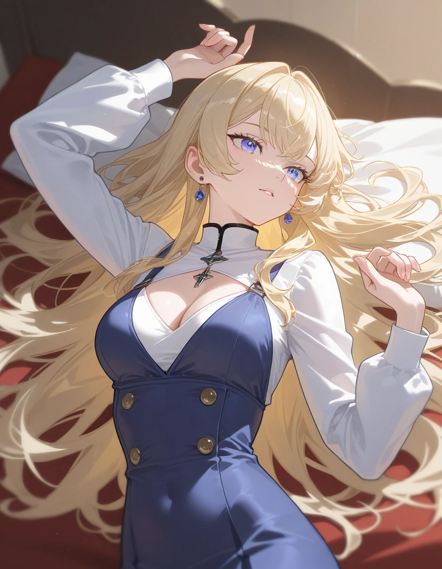 straight long,a blond,