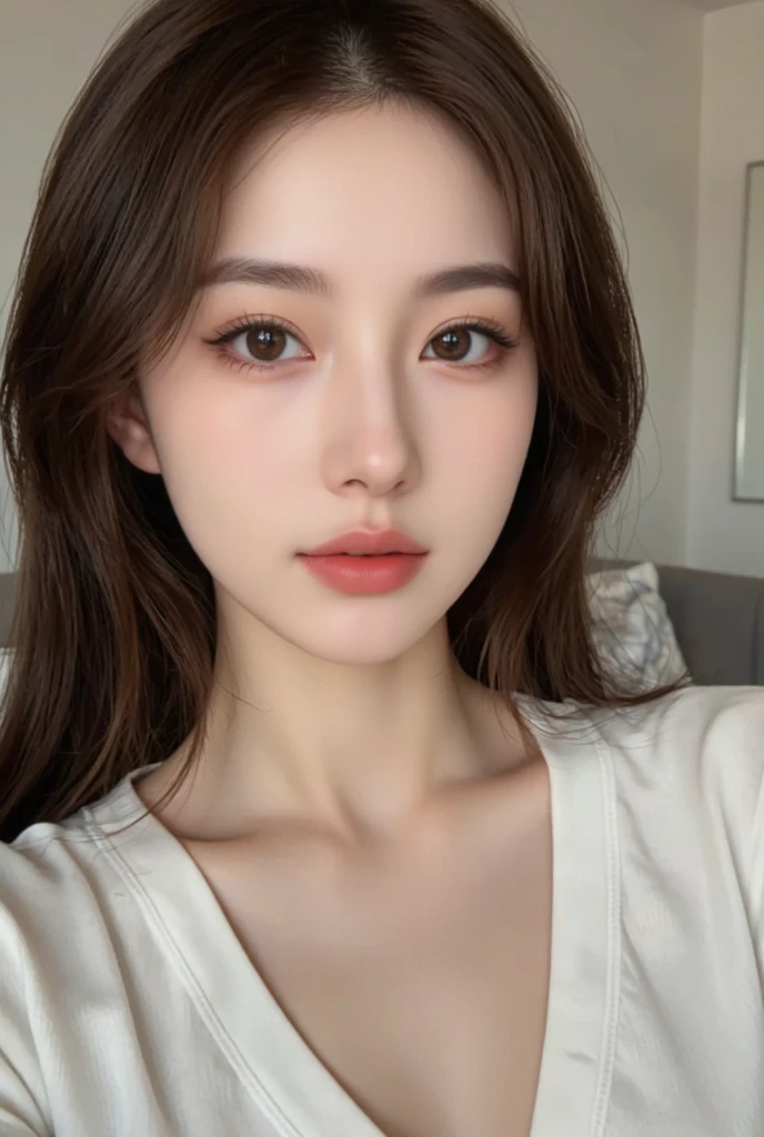 ((best quality, 8ก, Masterpiece :1.3)), Sharp focus :1.2, womanสวยกับจมูกบาร์บี้ที่สมบูรณ์แบบ :1.4, right :1.2, ((dark brown hair :1.2)), (natural light, photo studio:1.1), Highly detailed facial and skin textures, Detailed eyes, Double eyelidsfull body,European Brazilian girl with a very beautiful face, Like a beauty queen..... Put your hands on your hair...., Looks beautiful...., Take nude photos. The genitals can be clearly seen....,The breasts are perfectly proportioned..... Semen flows from the mouth...., Semen on the body, open legs, And use your fingers to damage the genitals..... lying in bed, Waiting for sex with a young man. The most realistic details,((best quality, 10, Masterpiece :1.3)), woman, 1 girl,18 years old., Just big breasts.... :1.3, (, Slender figure :1.2), dark brown hair, ,full body, Extraordinarily detailed face, detailed lips, Detailed eyes, Double eyelids