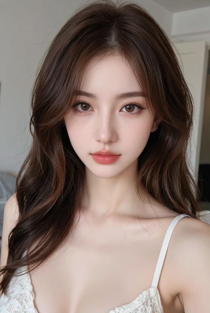 sonyoonjoo, 1girl, solo, realistic,:1.6, (masterpiece, pretty people,), detailed skin texture, beautifully detailed face, masterpiece, collarbone, swimsuit. Luxury hotel background