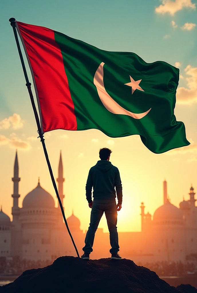 A big letter "RB" of the afghanistan flag on the road and smoky tricolor. the appears to be the afghanistan national flag, including a beautiful cloud and afghanistan national flag, afghan 78th Independence Day on August 14, 2024 celebrating atmosphere, Background Indian Red Fort and rocket flying in the clouds, cinematic Realistic image, 4k ultra quality realistic image.