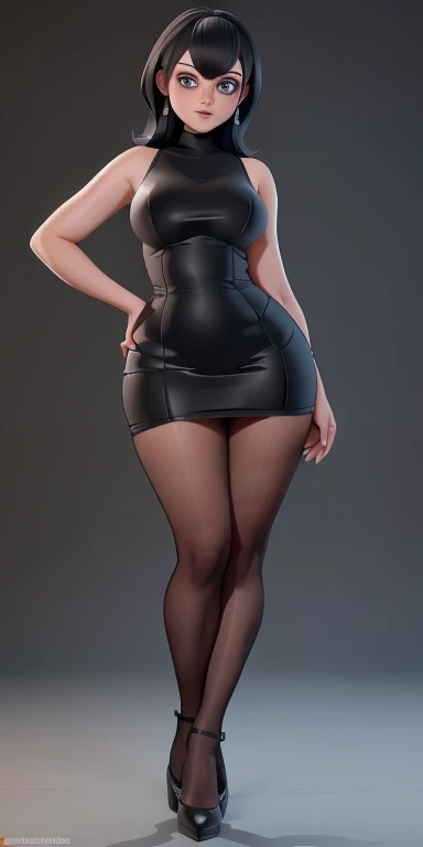 Pretty woman with big breast ; 1:4, tight dress, perfect curvy, clevage, full body, long leg, front and back, huge butt ; 1:4, cleavage,