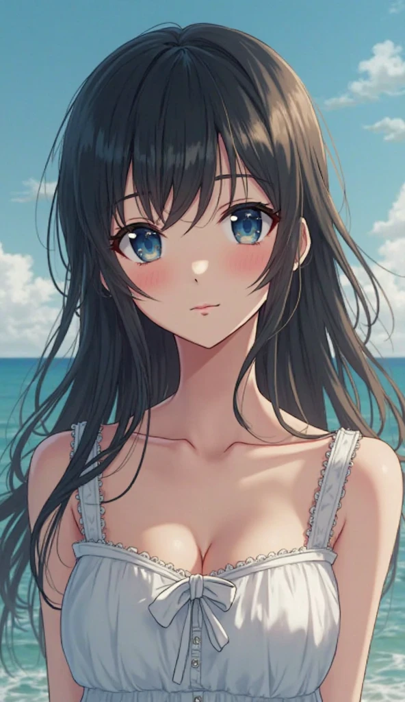 以下は2000文字of詳細なプロンプトです:：

--- Very detailed, Realistic, high-resolution 4K image of a beautiful woman standing topless by the seaside. of woman is the main focus of the image, with every detail of her appearance meticulously depicted to emphasize her natural beauty and the artistic nature of the scene. She has been a long time, Flowing, Wavy hair cascading down the back, catching the sunlight and shimmering with natural highlights. 彼女of肌は日焼けしている, Give her health, Shining and contrasting beautifully with bright light, 彼女of後ろには澄み切った青空. 

Her eyes are expressive and captivating, reflecting the joy and warmth of a perfect summer day. She's gentle, warm smile that exudes confidence and contentment, inviting viewers to share in the serene and blissful atmosphere of the seaside. Her facial features are soft and harmonious, 自然な優雅さが彼女of魅力をさらに引き立てる.

of woman is standing confidently topless, emphasizing her natural beauty and the  of the summer beach setting. 彼女of姿勢はリラックスしていながらも落ち着いています, embodying a sense of ease and grace. 彼女of肩は少し後ろに引かれている, and her arms hang naturally at her sides, 彼女of姿勢of自然な美しさをさらに引き立てている. of focus on her toplessness is tasteful and artistic, ensuring that the image remains elegant and sophisticated.

of background of the image features a stunning seaside landscape, In the endless blue sky, ふわふわof白い雲が点在. of gentle waves of the ocean lap at the shore, creating a soothing and rhythmic backdrop that complements the tranquility of the scene. of sandy beach extends into the distance, with the golden grains of sand sparkling in the sunlight.

In the distance, a few beachgoers can be seen enjoying the sun and sea, Enhance the tranquil atmosphere. of overall atmosphere of the image is bright, warm, and summery, 喜びof気持ちを呼び起こす, relaxation, and . of 