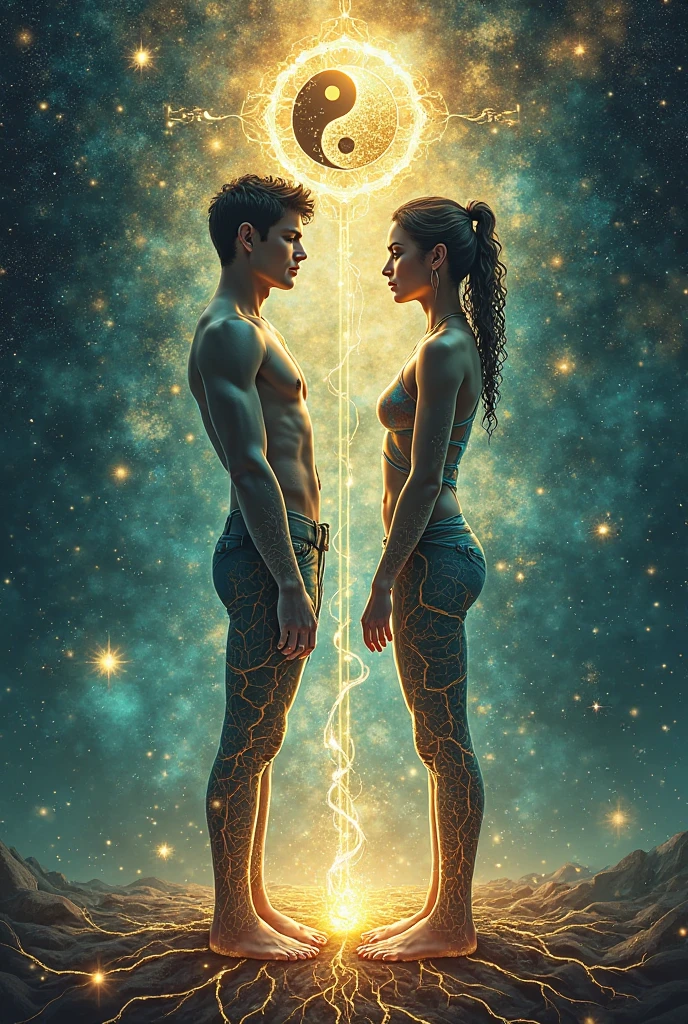 Create a visually stunning, photorealistic image that captures the multifaceted essence of Gemini. Imagine a charismatic male model standing at the crossroads of two divergent paths, symbolizing the duality of the zodiac sign. Surround you with swirling cosmic energies and ethereal mists, representing the ever-changing nature of Gemini's intellect and curiosity. Ensure meticulous attention to detail in model expression, reflecting the intelligence and charm inherent in Gemini personalities. With dynamic lighting and vibrant colors, create a scene that captivates viewers and invites them to explore the depths of Gemini's boundless imagination and restless spirit.
