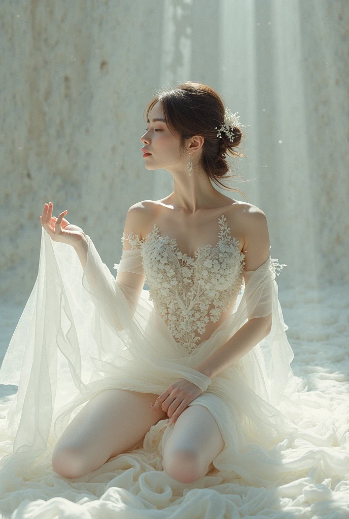 ((Masterpiece, Top image quality, high resolution、alone、skin shiny))(on the table, best quality, actual, super detailed, meticulous, high resolution, 8k wallpaper), Close-up portrait of a beautiful woman, like, smiling, light brown messy hair, Perfect dynamic composition, 美丽meticulous的眼睛, Just like the cover of a fashion magazine, on campus