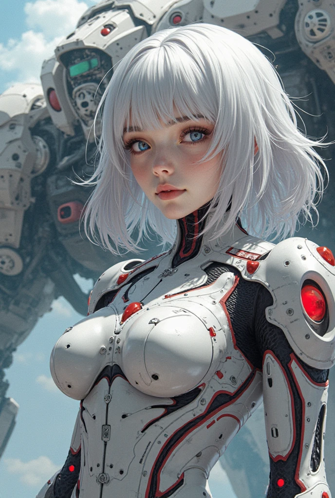 there is a woman in a robot suit posing for a picture, cyberpunk art inspired by Marek Okon, cgsociety contest winner, neo-dada, cute cyborg girl, beutiful white girl cyborg, perfect android girl, beutiful girl cyborg, perfect anime cyborg woman, cyborg girl, cyborg - girl, beautiful cyborg girl, beautiful female android!, perfect cyborg female