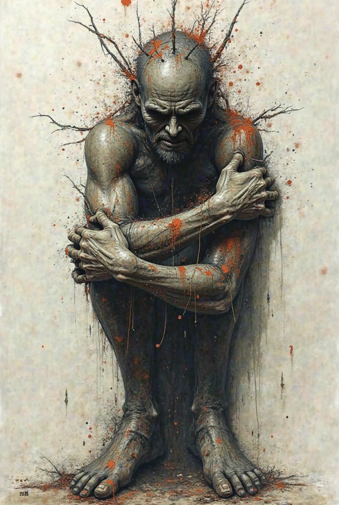a drawing of a man holding a knife over his head, by Grzegorz Domaradzki, inspired by Willem Drost, nicolas delort, alex andreev, lee bermejo, inspired by Grzegorz Domaradzki, by Willem Drost, epic pencil illustration, ink and screentone, high quality sketch art