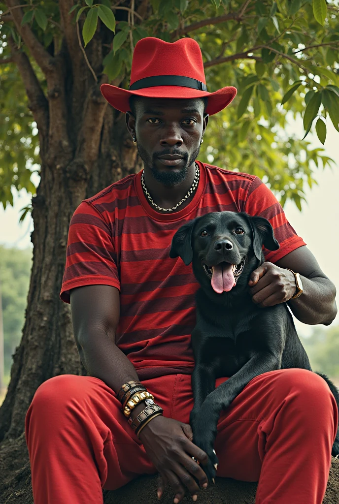 painting of a man and a dog in a room, inspired by Barkley Hendricks, man is with black skin, inspired by Robert Colescott, inspired by Emory Douglas, inspired by Rajmund Kanelba, artwork in the style of z.w. gu, inspired by Anna Füssli, ( ( dark skin ) ), medium shot of two characters