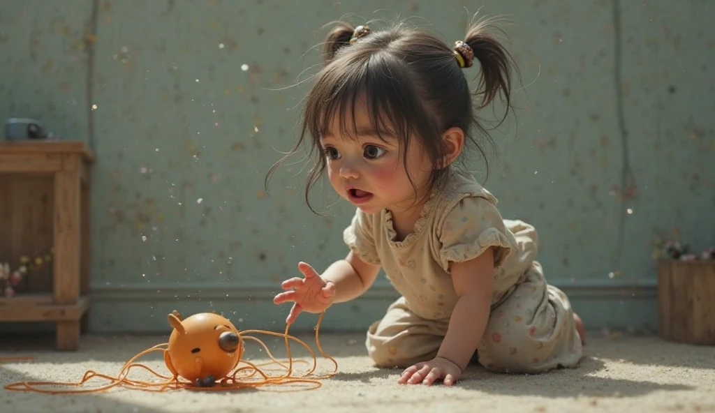 A girl caught in a spider nests
