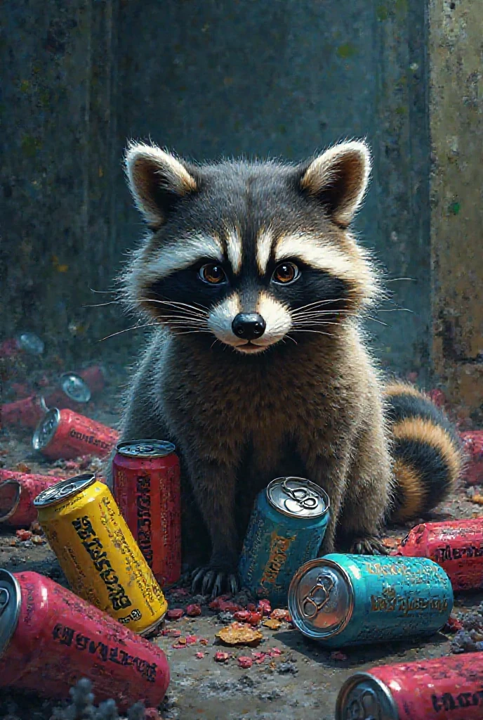 ((best quality)), ((masterpiece)), (detailed), beautiful face,
intricate detailing, (extremely high details:1.3), (8k resolution:1.2),
beautiful artwork illustration, (8k resolution:1.2),
a lonely and sad raccoon sits at a table with a glass of beer and a bottle of whiskey and plays magic cards,
sad face, crying, tears, ears down, mournful look, wet eyes,
empty room,
wide angle camera, perspective, full body, city, town, messy room, game dice,