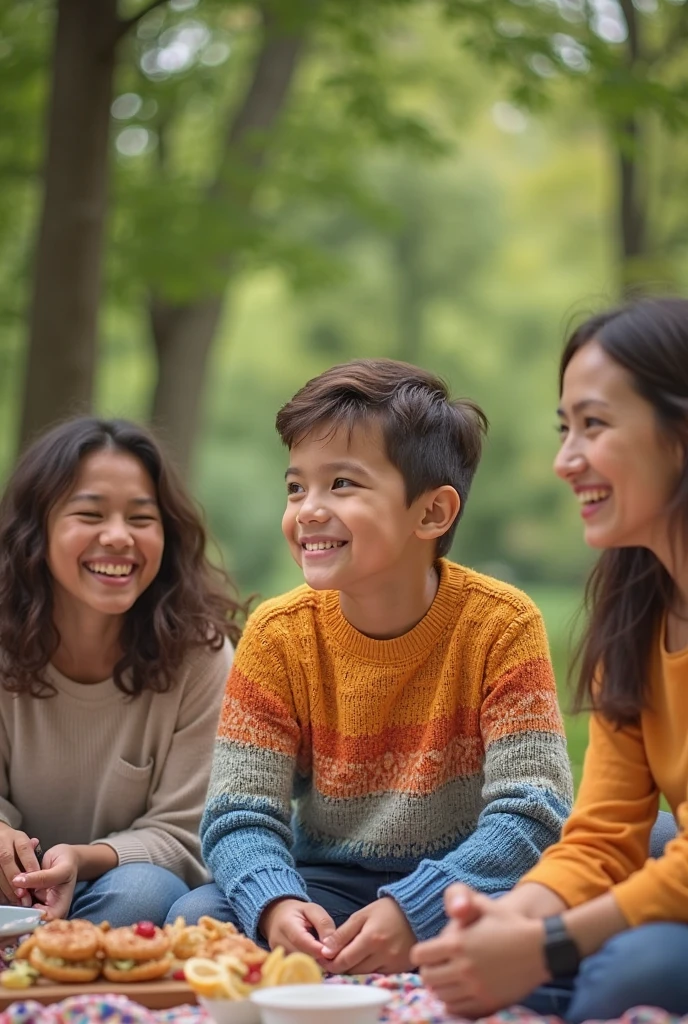A loving mother with her young son and daughter