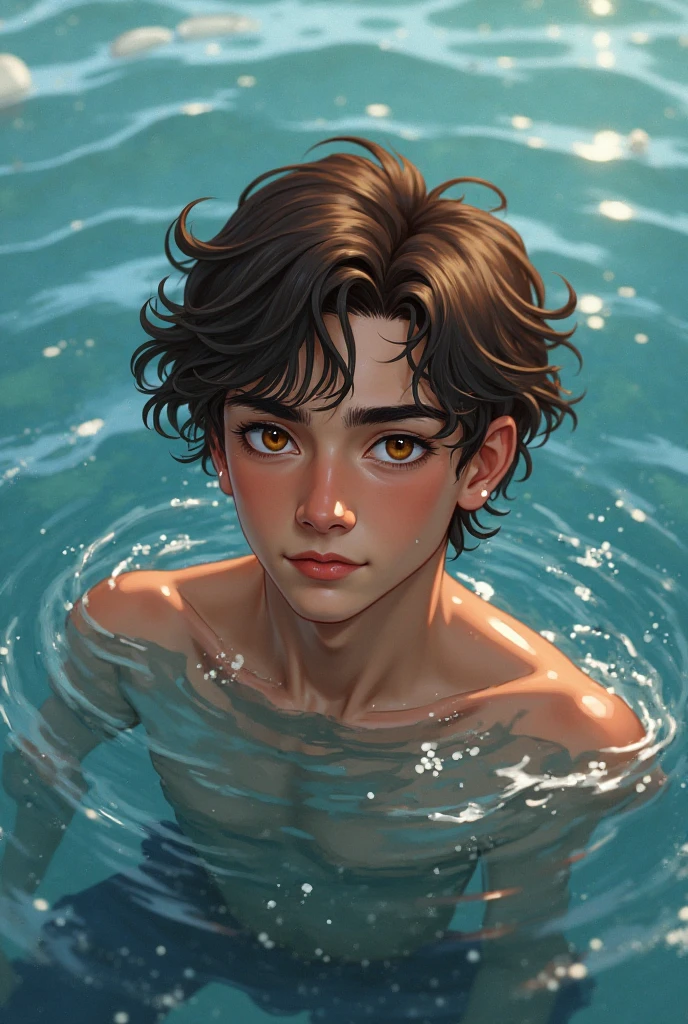 (8K, RAW photo, Highest Quality), (Full-body shot:1.3), (Tall guy:1.4), blue eyes, 18 years, white pale skin, (Short hair:1.7), (brown hair:1.9), (messy hair:1.6), (swimming:1.5), (Under the ocean:1.5), (mermaid:1.4) (1 mermaid tail:1.5) Realistic, (((1 perfect :1.3))), 1 amazing , (((1 Nice :1.2))), 1 beautiful , 1 excellent , 1 male , male , Perfect , Male structure, male genitalia, handsome male,facade, intricate details, Extremely detailed eyes and eyelashes, muscle male, manly, male, soft-lighting, Cinematic lighting, Portrait, Exposure of the pectoral muscles, male model, muscular, ripped, A specific organ, DSLR camera, hyper quality, Fujifilm XT3, Crystal clear, 8K UHD, high detail, Ultra photo realsisim, cabelo, ((Realistic skin), ((pores)), ((high-detailed skin)), surround light, groin, far, comprehensive 3D visualization, high detail, 1 handsome young man (NSFW) looking at the viewer (Pureerosface_v 1:0.6), too, Genuine human skin , (bare breast), musculature, Vivid details, A hyper-realistic, Beautiful background, Octane rendering, Best Quality, Masterpiece, Extremely detailed, computer graphics, unity, wallpapers (Realistic, Photorealistic: 1.37), (((anatomically correct:1.4))), Stunning, fine details, Masterpiece, Best Quality, official arts, Extremely detailed CG unity 8k wallpapers, (((full - body))), ((body structure correct)), (((correct dissection))), (((Depth of field:1.5))),