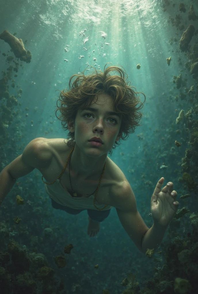 Illustration for a fairy tale about a boy who talks to a mermaid
