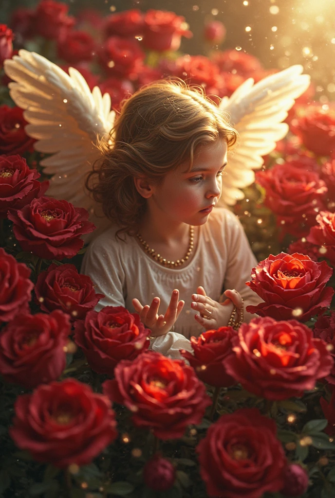 Instagram post of valentine day with a 3D angel as wallpaper